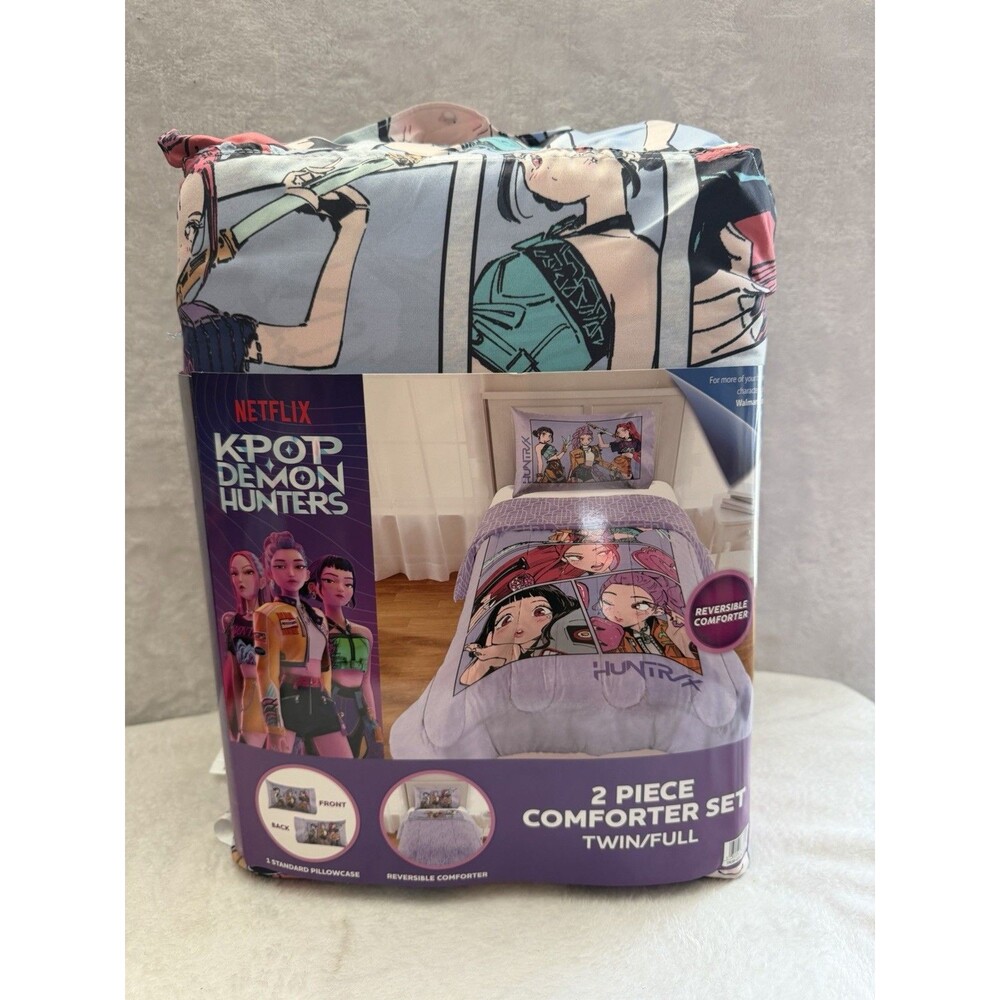 KPop Demon Hunters Girls Twin Full Comforter Set Reversible Bedding Pillowcase
